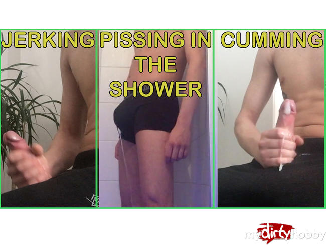 Pissing + shower + jerking + cumshot